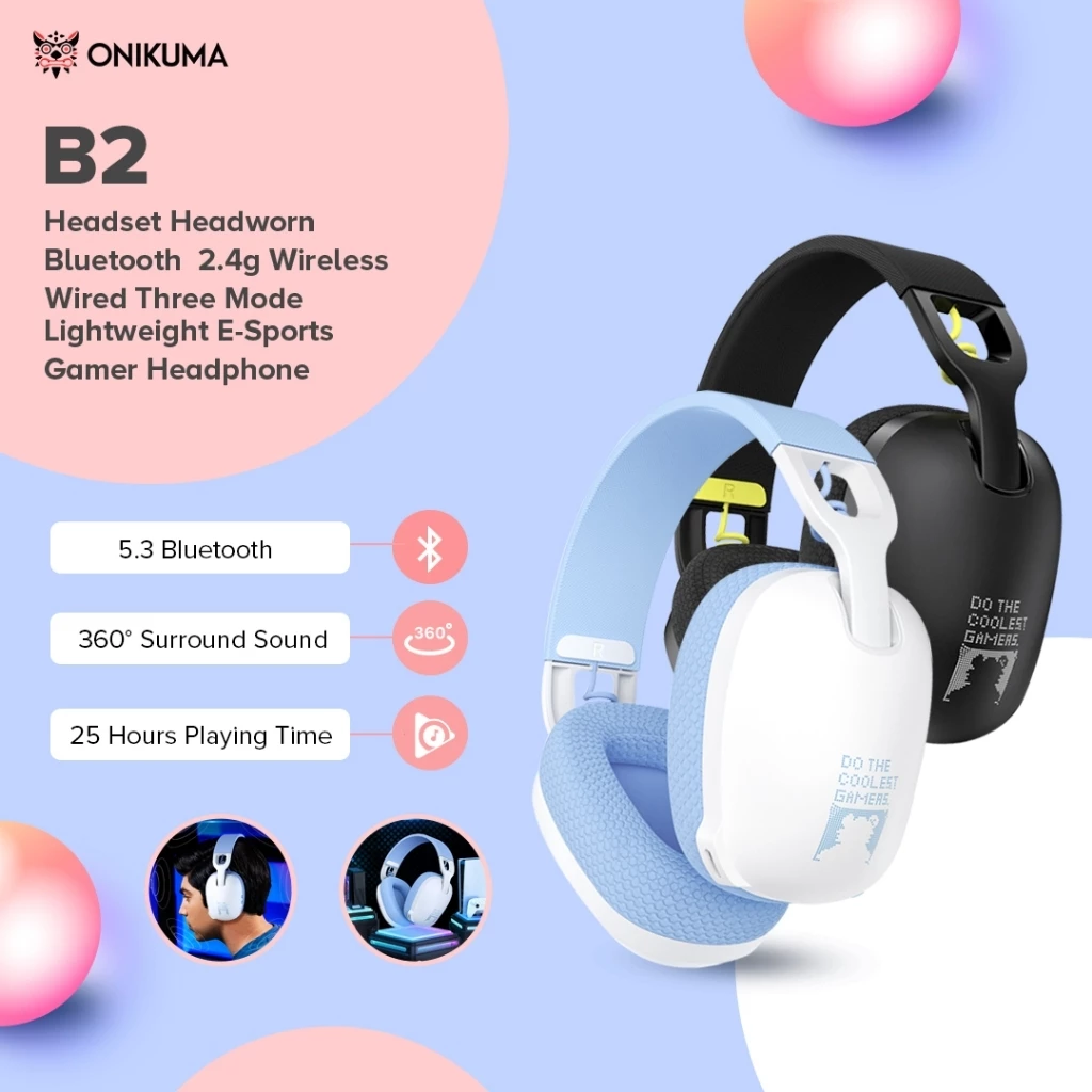 Gaming Headset Rgb - 2025 New Onikuma B2 Wireless Gaming