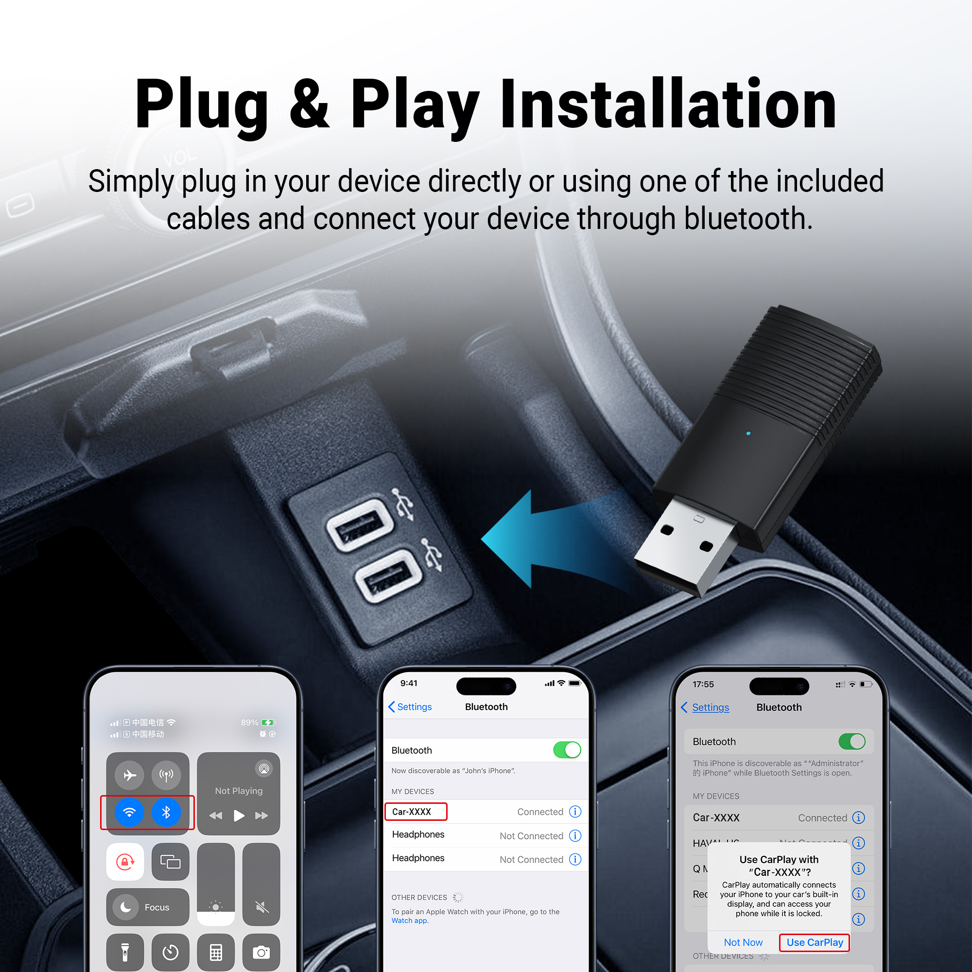 OTTOMOTION Mini Wireless CarPl - Bluetooth Adapter Receiver のレビューと価格
