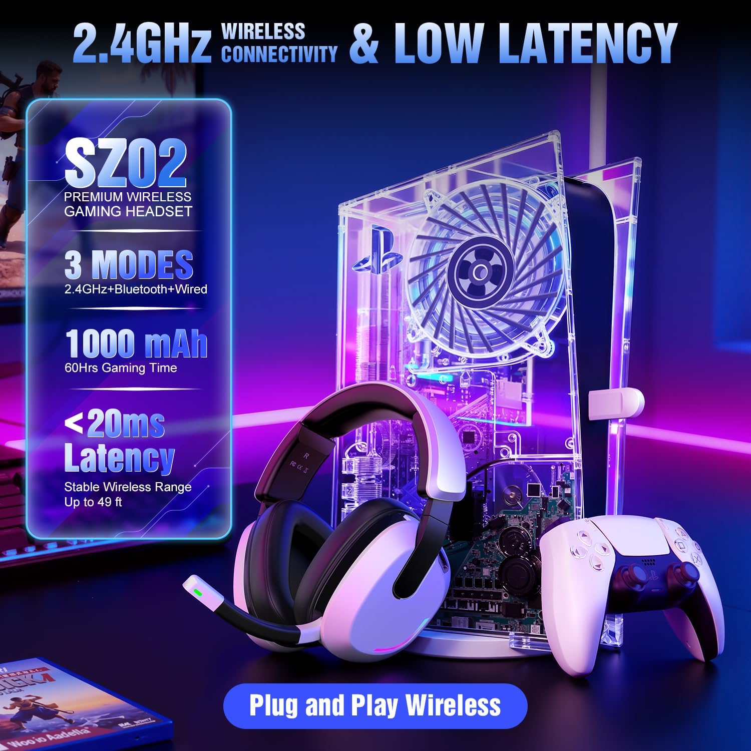 Wireless Gaming Headset for PS - Noise Cancelling Headphone のレビューと価格
