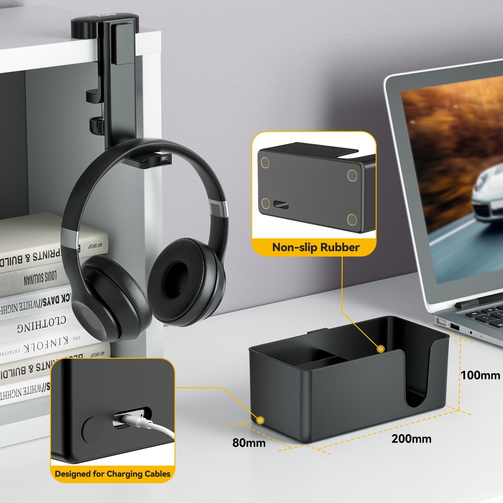 4 in 1 Desk Headphone Hanger C - Headphone Stand Desk のレビューと価格