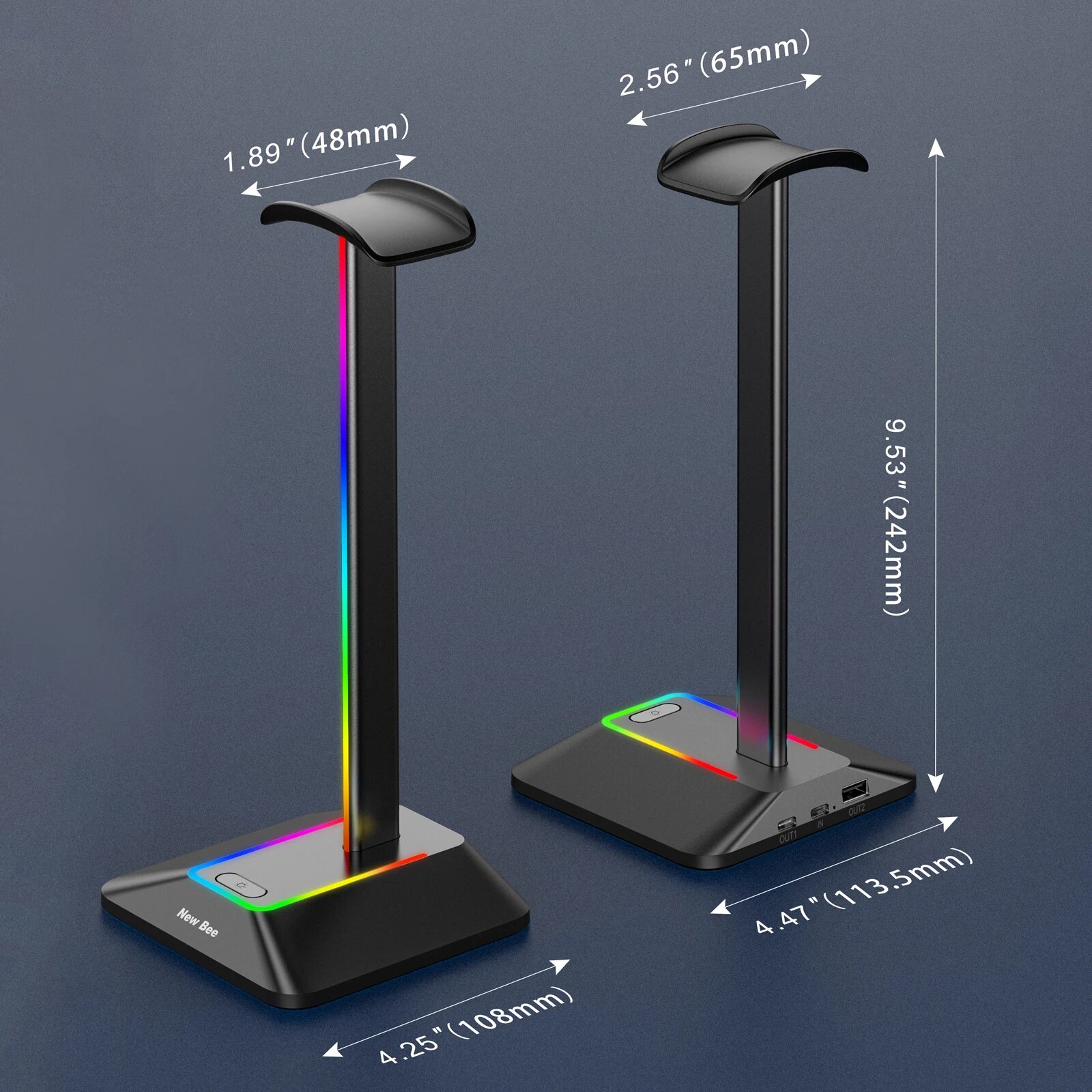 New Bee Z8 RGB Headphones Stan - Headphone Stand Desk のレビューと価格
