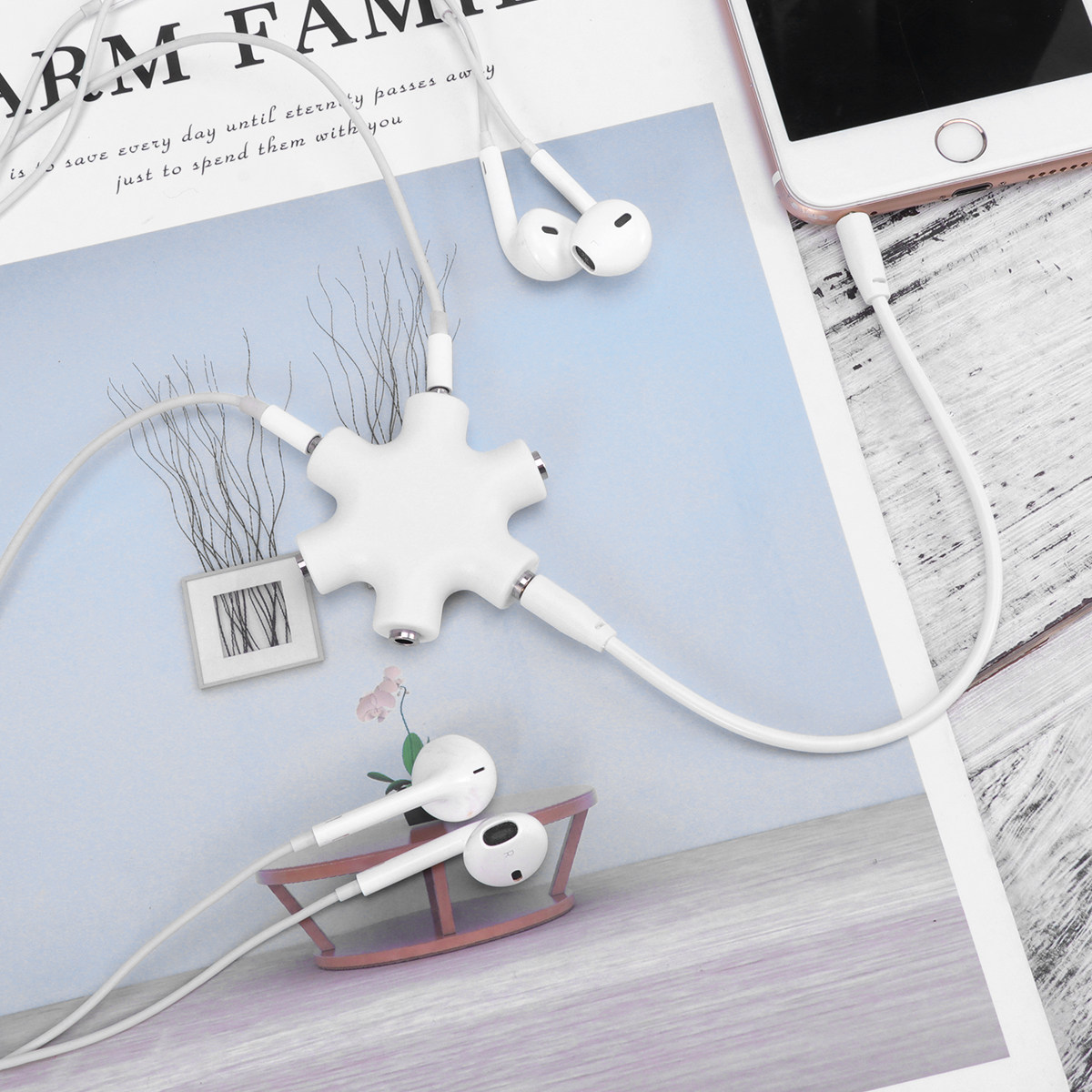 5 Way Hexangular Headphone Spl - Earphone Splitter Jack のレビューと価格